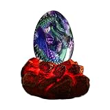 Miaoyak Lava-Drachenei mit beleuchtetem Sockel, Kunstharz-Traumkristall, transparentes Drachenei, Tischbasteln, exquisites einzigartiges Geschenk