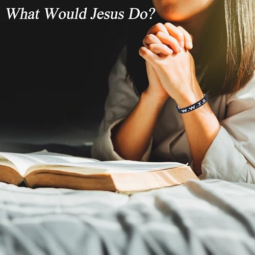MOZAKA 21PCS WWJD Bracelets Pack Christian Gifts Adjustable Wristbands WWJD Jesus Bracelets Bulk What Would Jesus Do Bracelets with 21 Message Cards2