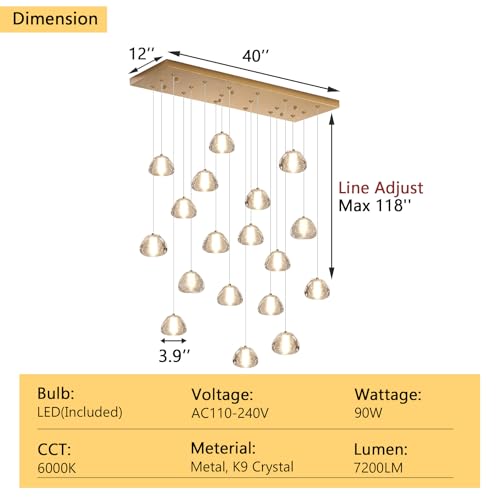Image of Crystal Chandeliers for Living Room Dining Room Light LED Pendant Lights Fixtures Lighting Chandelier for Foyer Entrance Gold
