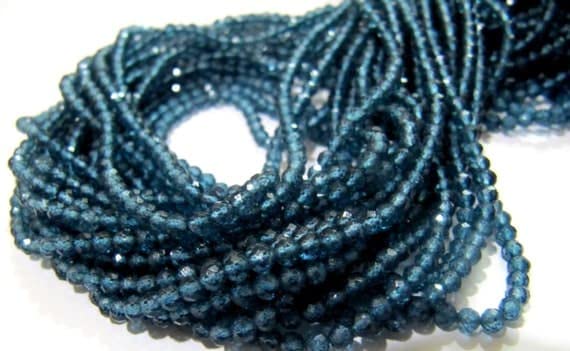 LKBEADS Topaz Rondelle fasetowane koraliki, Londyn niebieski topaz kolor 3 mm koraliki, kamienie szlachetne, 33 cm