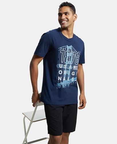 Image of Jockey US81 Men Super Combed Cotton Rich Graphic Printed Round Neck Half Sleeve T-Shirt