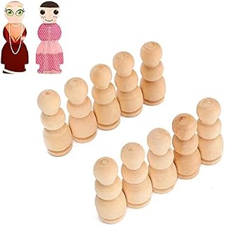 Wooden Peg Dolls, 20Pcs Wooden Peg Dolls Unfinished People Natural Wood Shapes Figures for DIY Painting, Decoration, Peg Game, 2.7in Height/pc