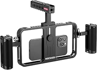 NEEWER Universal Phone Video Rig Kit Compatible with iPhone 14 Plus 14 13 12 Pro Android, Aluminum Handheld Phone Cage with Silicone Handles, Video Stabilizer Rig for Vlog Videography Live Streaming