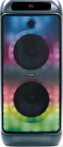 Salora PARTYBOX400 Bluetooth-Lautsprecher –Tragbarer 400W Party Lautsprecher mit 2×10\" Woofern, LED-Lichtshow, 4000mAh Akku (5h+), USB/SD, Mikrofon-Eingang, leistungsstarker Sound für Indoor & Outdoor Salora PARTYBOX400 Bluetooth-Lautsprecher –Tragbarer 400W Party Lautsprecher mit 2×10\" Woofern, LED-Lichtshow, 4000mAh Akku (5h+), USB/SD, Mikrofon-Eingang, leistungsstarker Sound für Indoor & Outdoor