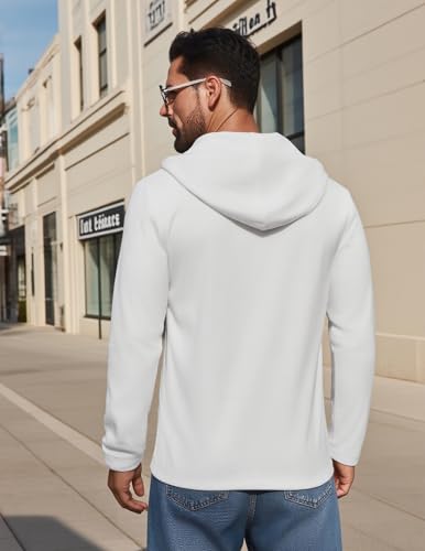 Vssjavun Mens Hoodie Pullover Long Sleeve Casual Henley Shirts Slim Fit Hooded Athletic Shirt with Drawstring - Image 5