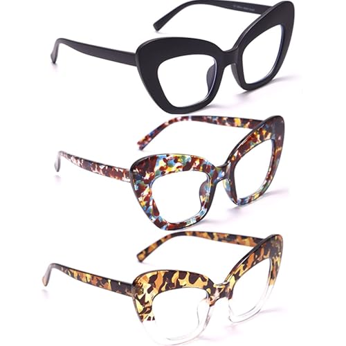 Image of 3 pack Blue Light Blocker Reading Glasses Cat eye Frame Readers Eyeglasses for Women