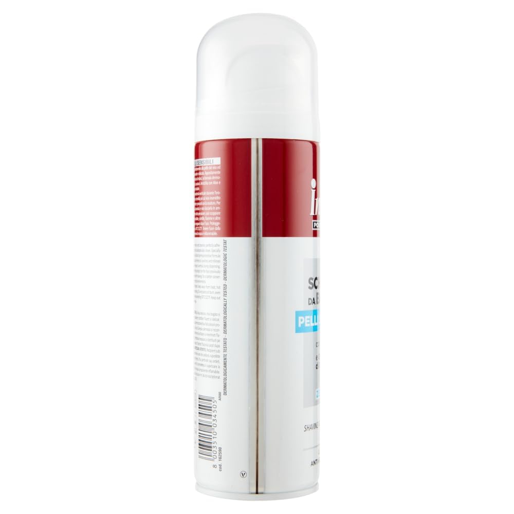 Intesa Pour Homme - 4 schiuma da barba per pelli sensibili, con aloe e olio di canapa, 0% alcol, 300 ml, + portachiavi Italy Shop Service gratuito