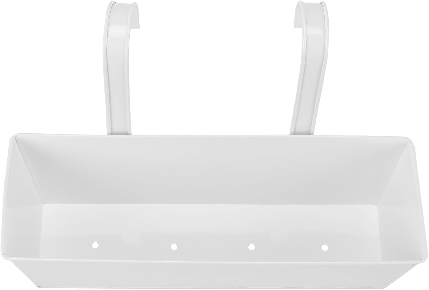 4 PCS Railing Flower Pots, 16 Inch Hanging Planter Box with Detachable Hooks, Balcony Hanging Planters for Deck, Fence, Garden Yard, Home Decor, White