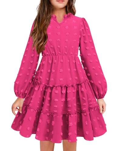 Arshiner Mädchen Kleid Langarm Herbst Chiffonkleid Kinder Schicke...