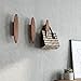 Wooden Oval Wall Hooks 3 Pack – Modern Minimalist Walnut Coat & Bag Hangers – Wall-Mounted Hooks for Entryway, Bedroom, Bathroom (Iroko (African Teak))