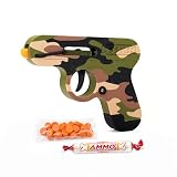 Toy Gun that Shoots Candy - The Smartee Shooter - Shoots Fast and Far - Over 40 feet & Over 70 fps. Working Magazine & Slide. 5 Packs of Candy & 20 Pieces of Plastic Ammo. (Camo)