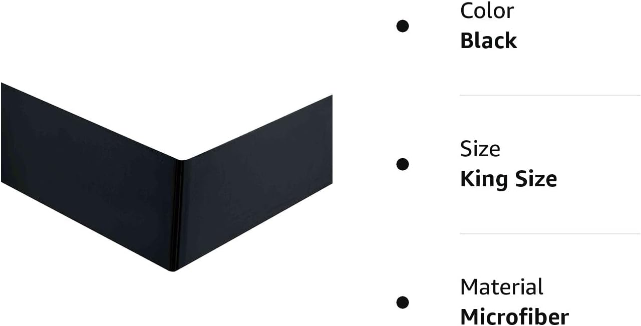 Sheets & Beyond Super Soft Solid Brushed Microfiber 14" Pleated Bed Skirt/Dust Ruffle (King Size, Black)