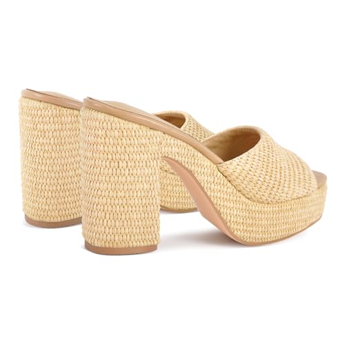 Image of Heeled Platform Sandals for Women 2025 Chunky Espadrille Wedge Summer Beach Sandals Straw Slip On Shoes