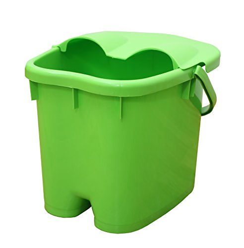 Image of Basicwise Collapsible Foot Spa Bucket with Cover, Deep Soaking Basin for Pedicure, Portable Folding Massage Bath Tub, Compact Wash Container