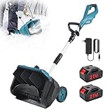 Akku Schneefräse für Makita Akku 18V, Elektrische Schneefräse mit 2x4.0 Ah Batterie, 35cm Arbeitsbreite, ±45° Verstellbare Wurfrichtung, Akku-Schneeschaufel mit Stützrädern und Batterieanzeige