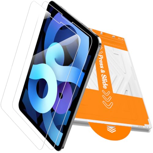 Image of PandaShield 2-Pack HD Clear Screen Protector for iPad Air 10.9-Inch 5 /4 Gen | 9H Tempered Glass, Auto-Alignment Box, 99.9% Transparency, Bubble-Free, Scratch Resistant, Apple Pencil Support