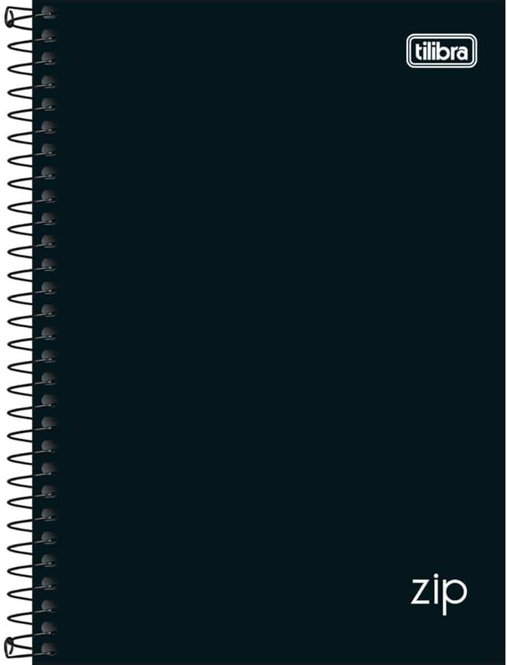 Tilibra - Caderno Espiral Capa Dura 1/4 Zip Preto 80 Folhas