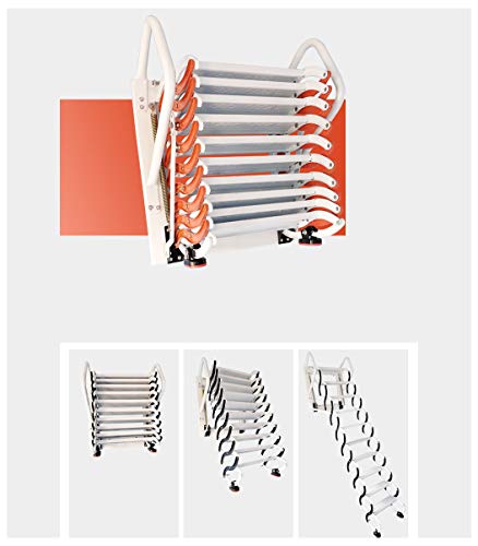 Heavy Duty Steel Metal Loft Wall Ladder Stairs Attic Household Pull Down Thick Folding Ladder Factory (Carbon Steel 2.5-3M,Black White)