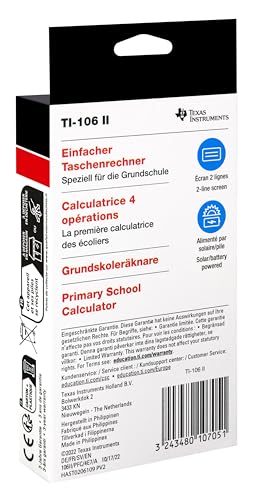 Texas TI-106 II Wissenschaftlicher Schulrechner (2-zeiliges Display, 4 Grundrechenarten) Blau