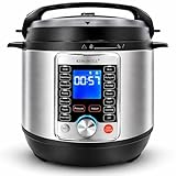KINGBULL 14-in-1 Electric Pressure Cooker 6 Quart, Stainless Steel Multi Cooker with LCD Display, Slow Cooker, Rice Cooker, Steamer, Sauté, Yogurt Maker, Warmer, DIY Mode, Black