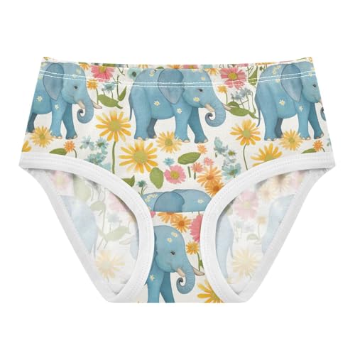Wusikd Elephants Girls' Underwear Cotton Colorful Daisies Girls Briefs Soft Toddler Underwear 2T