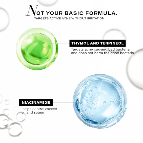 Image of Novology Acne Clearing Serum, 0.1% Thymol & Terpineol, Niacinamide, Pimples, Whiteheads, Blackheads, Excess Sebum, Sensitive Skin, Non Irritant, Clinically Proven, Fragrance Free, Dermat Tested - 10ml