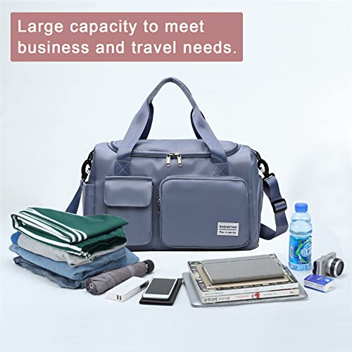 Blue Gym Bag For Women, Waterproof Travel Duffle Bag Carry On Weekender Bag With Shoe Compartment & Wet Pocket, Gym Tote Bag For Travel, Workout, Sport #TOP3