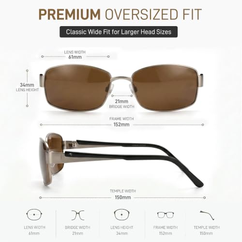Image of FATHEADZ Oversized Polarized Sunglasses Men & Women - UV Protection RX Ready Wide Fit Eyewear for Outdoor Use - RX Ready