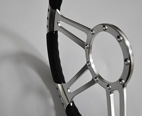 Flashpower 14'' Billet Full Wrap 9 Bolts Steering Wheel with 2'' Dish and Horn Button (Black)