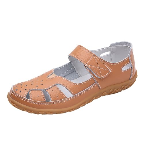 Sandales plates pour femme respirantes chaussures bout fermé marron taille 40