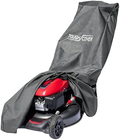 Tough Cover Lawn Mower Cover - 94 in L x 19.5 in W x 13.5 in H, Black - Heavy-Duty 600D Oxford Fabric, Waterproof & Tear-Resistant Push Mower Cover, Outdoor Weatherproof Universal Fit