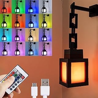SKENGWEL Pixelated Lantern Night Light, 16-Color USB Rechargeable LED Mood Light, Wall or Table Mounting Lights for Bedroom Game Room Dekoration