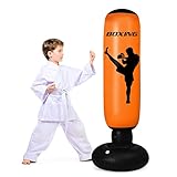 rolovee Boxsack Kinder ab 4 Jahre/6 Jahre - Kinder Standboxsack für Sofortiges Zurückprallen zum Üben, für Kickboxen, Karate, MMA, Boxen und Heimtraining (orange)