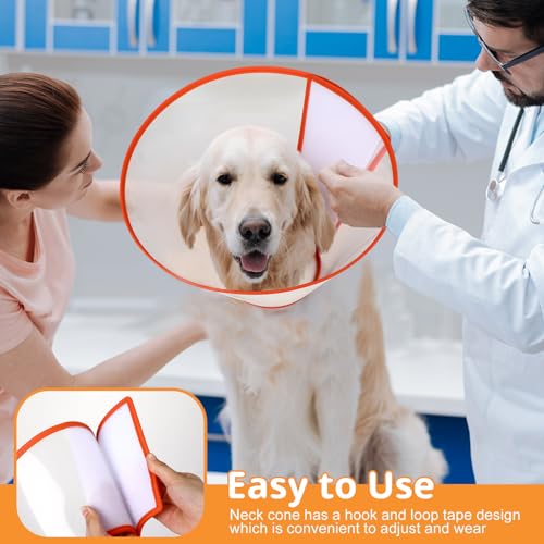 Image of Paterr 9 Pcs Soft Dog Cone Collar Adjustable Protective for Pet Flexible Plastic Cone for Dog After Surgery Recovery E Collar for Wound Healing Small Medium Large (Orange Border)
