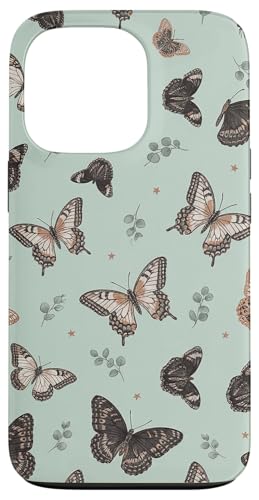 Cute Blue Butterflies Over Sage Green Romantic Aesthetic �X�}�z�P�[�X iPhone 13 Pro �p