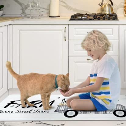 Rosielily Farm Kitchen Rugs And Mats Sets Of 2 Farmhouse Style Anti Fatigue Floor Mat Waterproof Pvc Leather Non Slip Kitchen Mats For Floor Doormat For Kitchen Bathroom Decor Comfort Standing Mats #TOP5