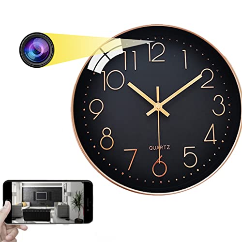 Firstoy Cámara oculta espía, reloj de pared WiFi 1080P, cámara de seguridad inalámbrica para niñera, mini grabadora de video con visión nocturna y visión remota, compatible con iOS/Android