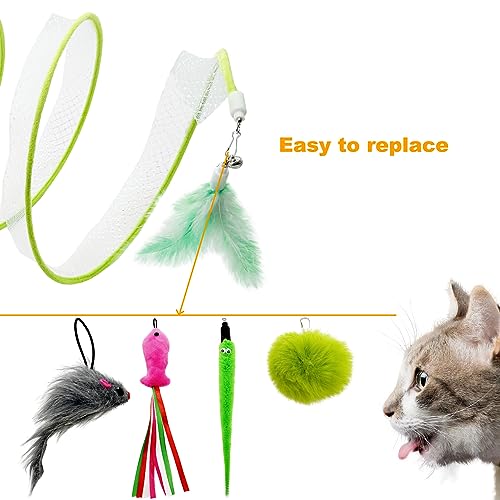 Self Play Cat Hunting Spiral Tunnel Toy, Folded Cat Spring Tunnel Toys for Indoor Cats (Green) - Image 5