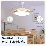 LEDUNI Ventilador con Luz LED con mando+APP 50CM, Motor DC +Luz LED, 66W
