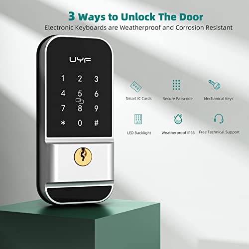 Keyless Entry Door Lock With Lever - Uyf Electronic Keypad Deadbolt Lock With Handles, Front Door Lock Set, Smart Digital Door Locks For Front Door, Auto Lock, Anti-Peeping Password, Easy Installation #TOP1