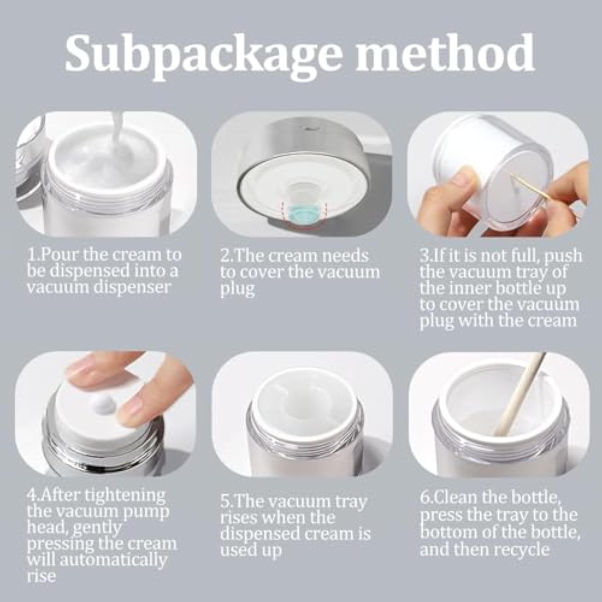 Airless Pump Jars 50ML, Refillable Cosmetic Containers
