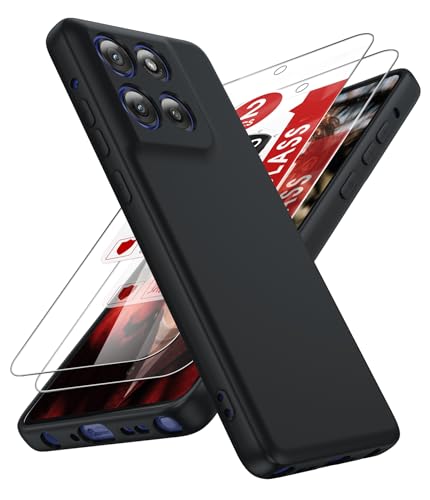 LeYi for Motorola Moto-G-Stylus-2025 Case: Moto G Stylus 5G 2025 Case with 2 Pack Tempered Glass Screen Protector,Soft Liquid Silicone Shockproof, Slim & Anti-Scratch for Moto Stylus 2025, Black