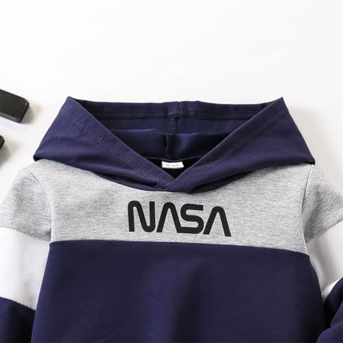 Image of 2-6T Toddler Baby Boy Clothes Long Sleeve Hooded Pullover Colorblock Sweatshirt + Pants 2pcs Fall Winter Outfit Set