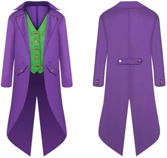QIANLAIA Men's Steampunk Jacket Medieval Victorian Gothic Halloween Costume Renaissance Vampire Cosplay（01-Dark Purple，M）