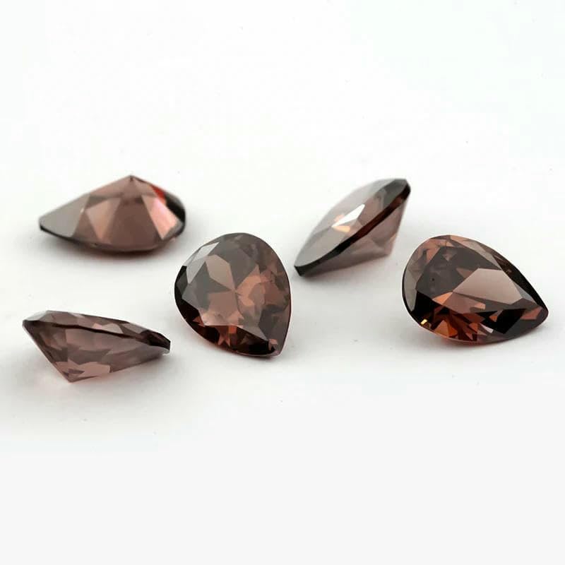 Birnenförmiger Zirkonia 5A, lose CZ-Steine, Grün, Meerblau, Kaffee, Rhodolith, Tansanit, Zirkon, Größe 3 x 5 – 10 x 12 mm, Kaffeefarbe, 7 x 9 mm, 50 Stück