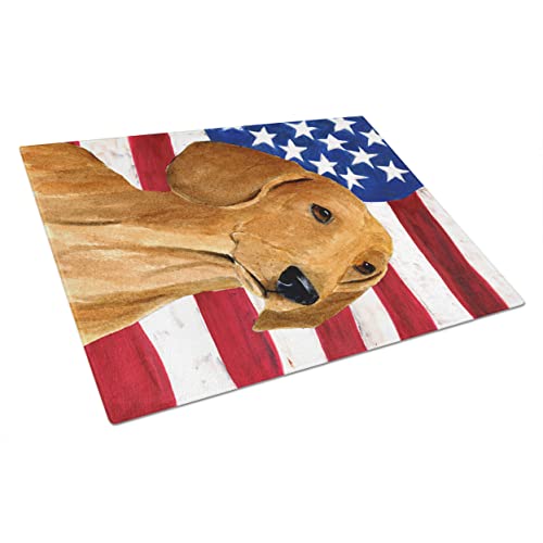 Caroline’s Treasures SS4049LCB USA Bandera Americana con Dachshund Glass Tabla de cortar, grande, multicolor