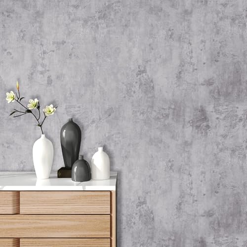 Stickyart Papier Peint Effet Beton Adhésif pour Meuble Gris Mat Industriel 30cmX400cm Aspect Mur Cimenté Impermeable Papier Peint Autocollant en Béton Vinyle Adhésif pour Meuble Armoires Comptoirs