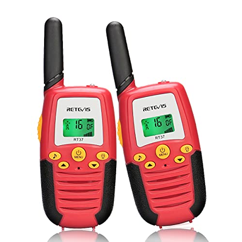 Retevis RT37 Toys for 3-12 Year Old Boys Girls,Walkie Talkies for Kids, 22 CH 2 Way Radio,Long Range Walkie Talkie with Flashlight LCD Backlit, Birthday Gifts Camping Hiking Outside(Red,2 Pack)