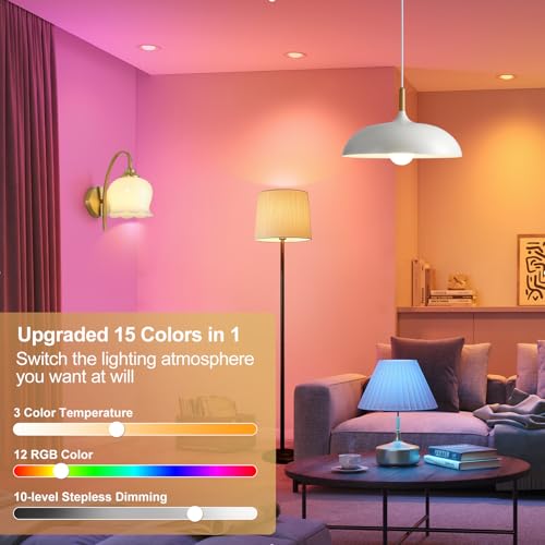 HMLUESR Rechargeable Light Bulbs with Remote Control, 3600mAh E26 Base Battery OperatedLED Bulb for Lamp Sconce, 300LM 15 RGB Lights Dimmable Timer Wireless Magnetic Led Light Bulb, 1 Pcs — view 4