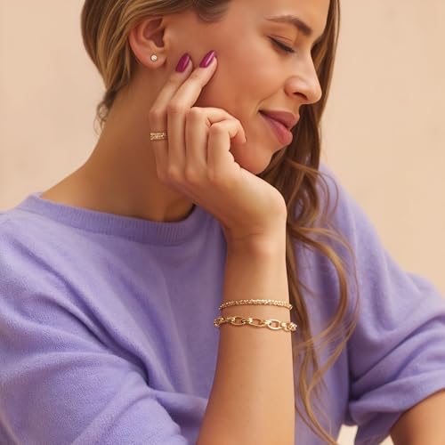 Thick Chain Bracelet for Women 14K Gold Plated Vintage Dainty Statement Chain Bracelet2